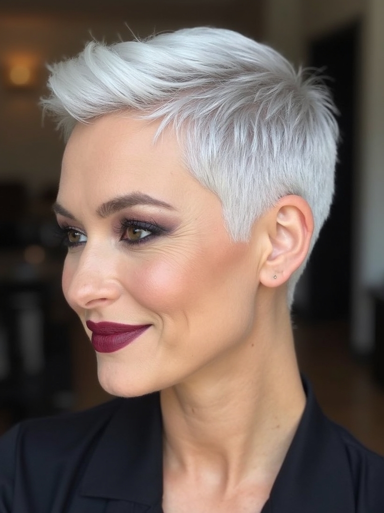 bold silver buzz cut elegance