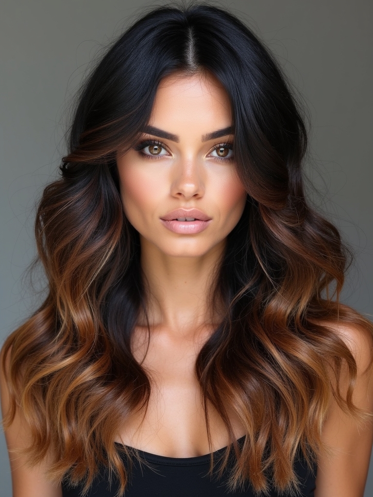 caramel blended balayage highlights