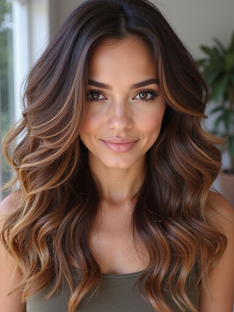 caramel highlights add sophistication