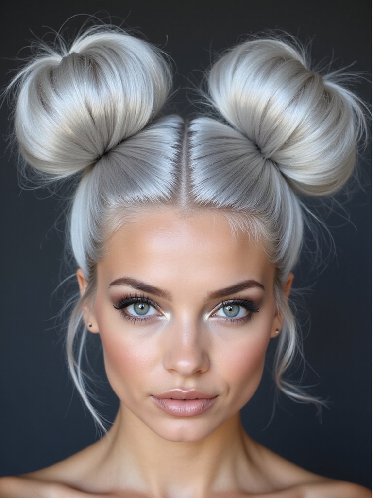 celestial silver space buns