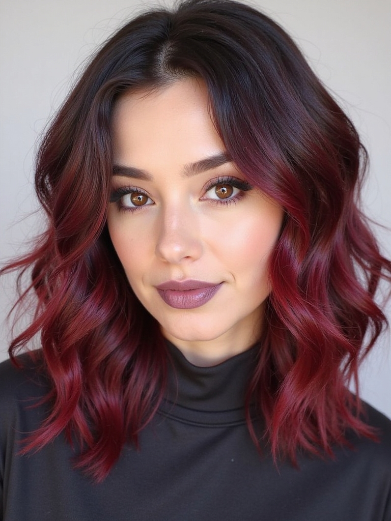 cherry balayage short hair