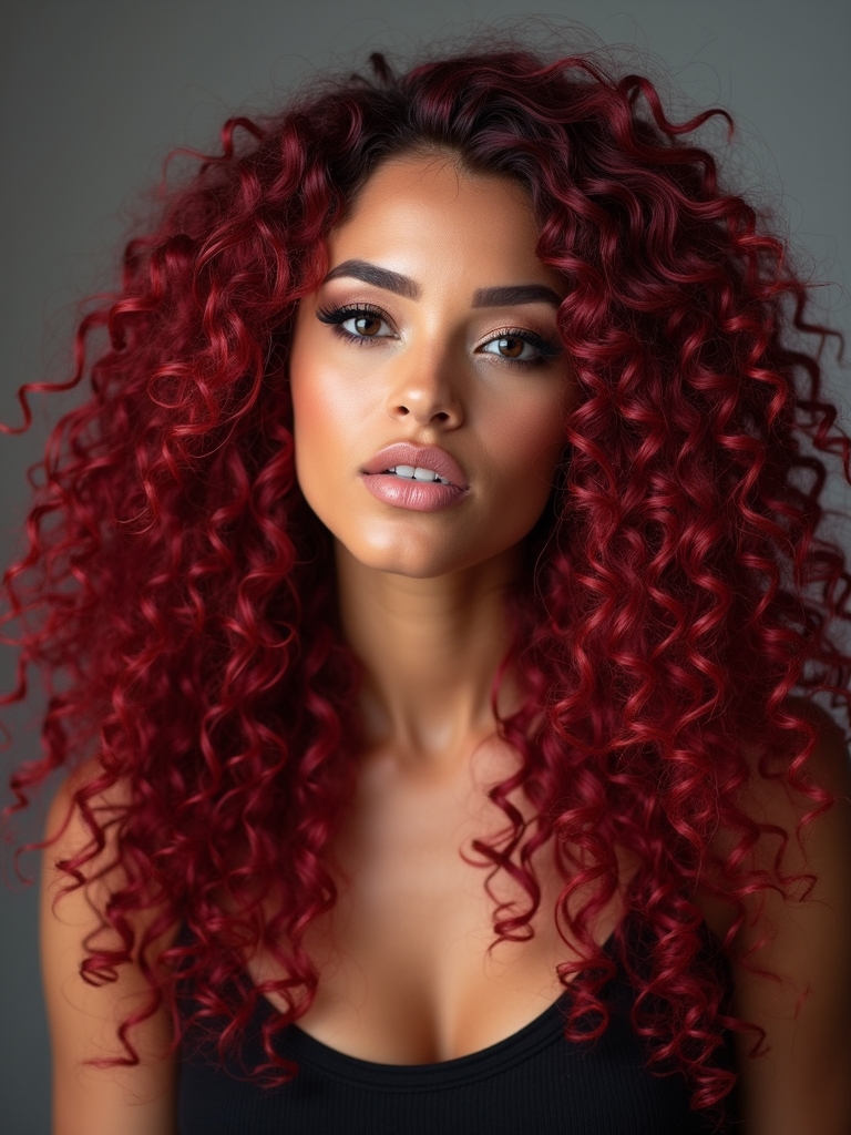 cherry red curly transformation
