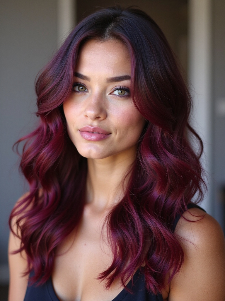 cherry violet hair tips