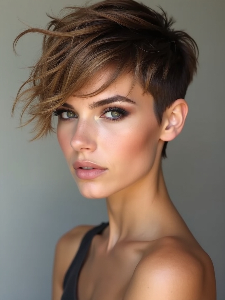 chic dark blonde pixie