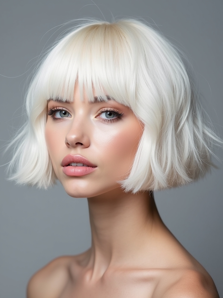 chic platinum fringe bob
