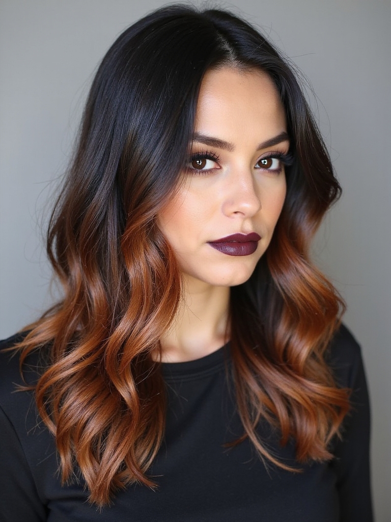 copper accents for balayage