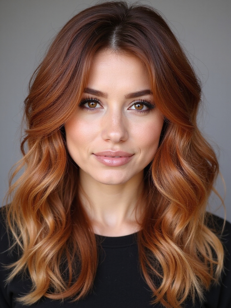 copper hair with honey highlights