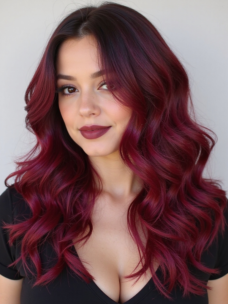 creative long cherry hairstyles