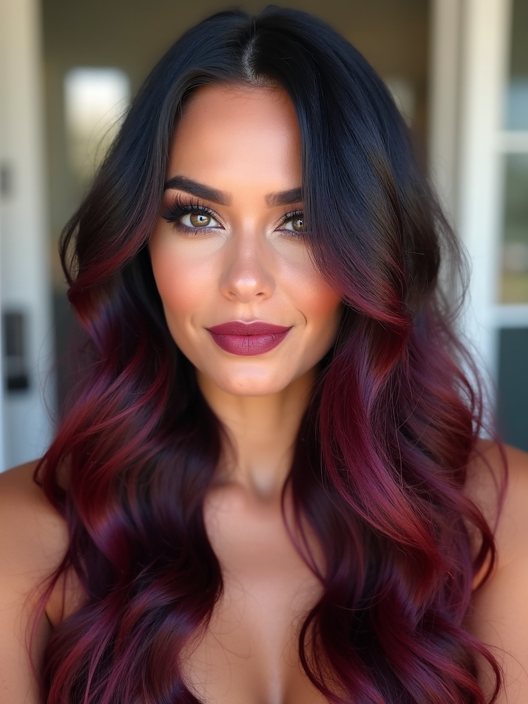 deep burgundy hair transformation
