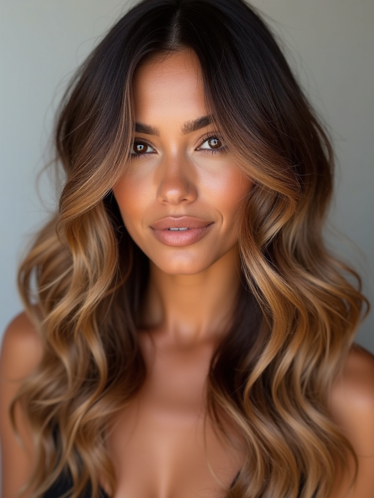 dramatic caramel ombre transition