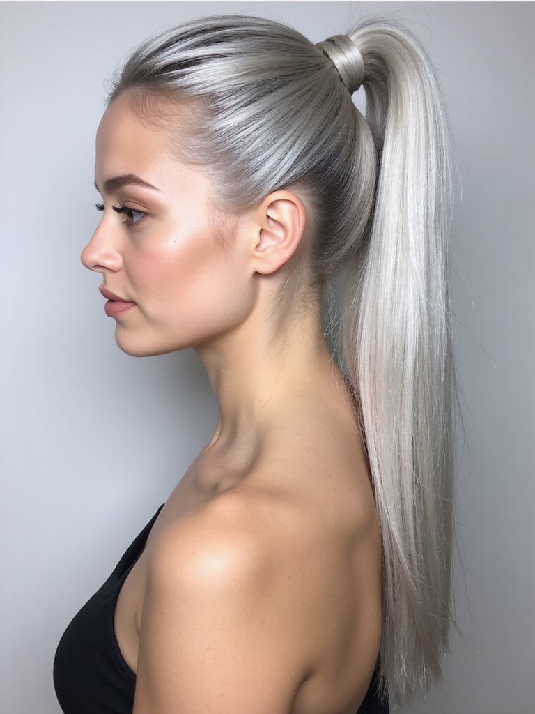 elegant polished silver ponytail