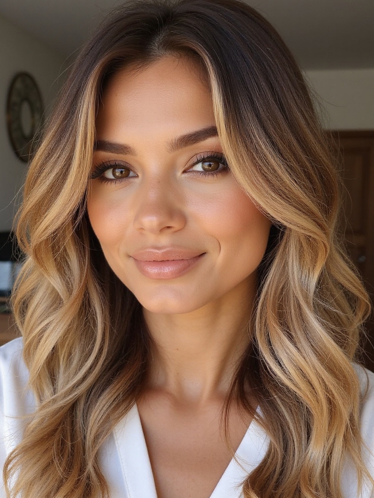 face framing caramel highlights