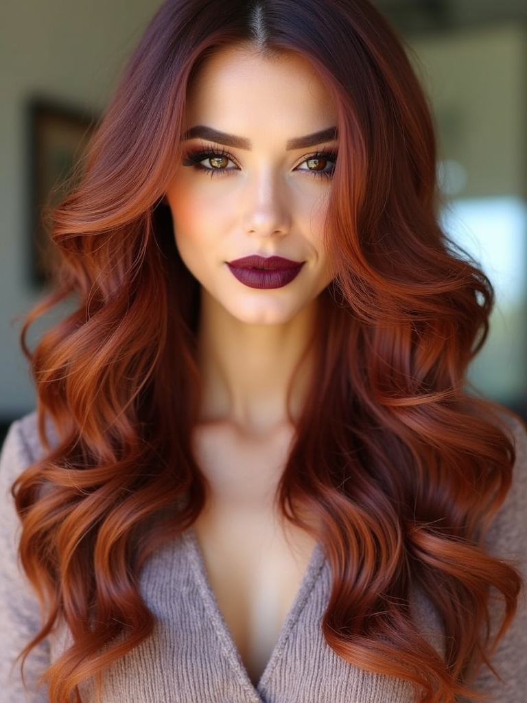 fiery mahogany hair accents