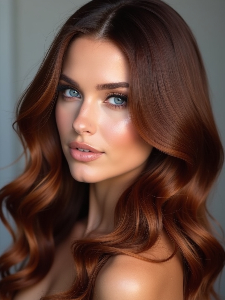 glossy mahogany hair elegance