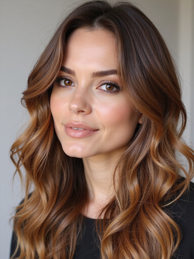 hazelnut balayage with contrasts