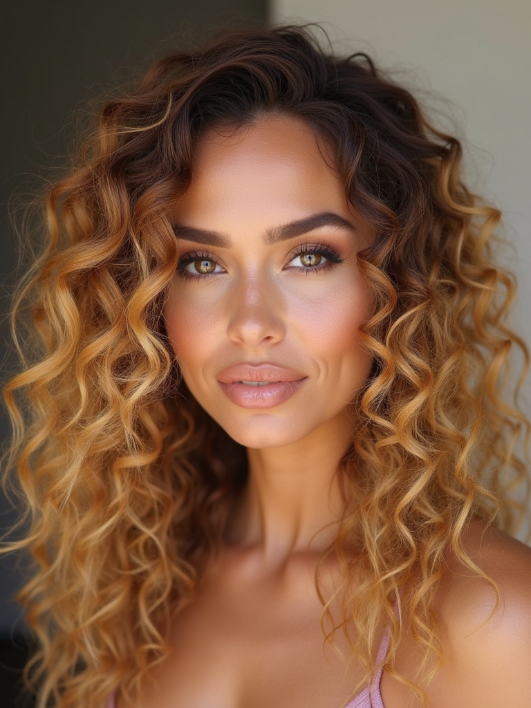 honey blonde curls shine