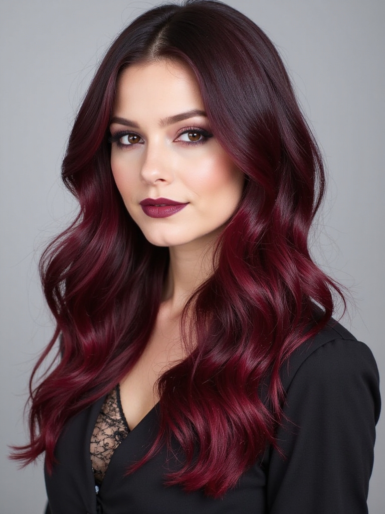 luxurious burgundy hair gradient