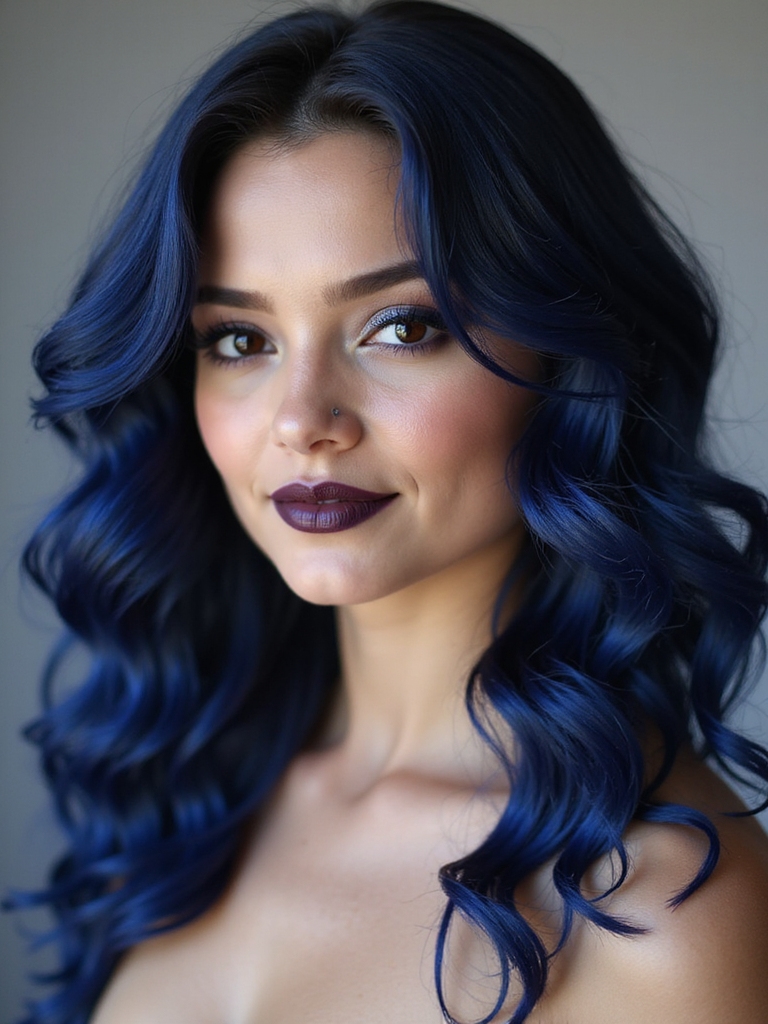 maintaining vibrant navy curls