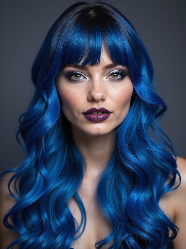metallic blue hair transformation