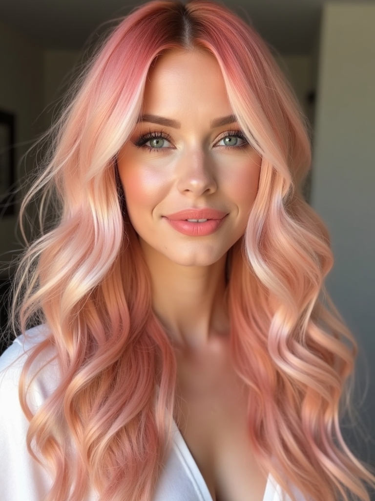 pastel peach hair care