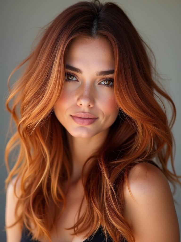 radiant golden copper highlights