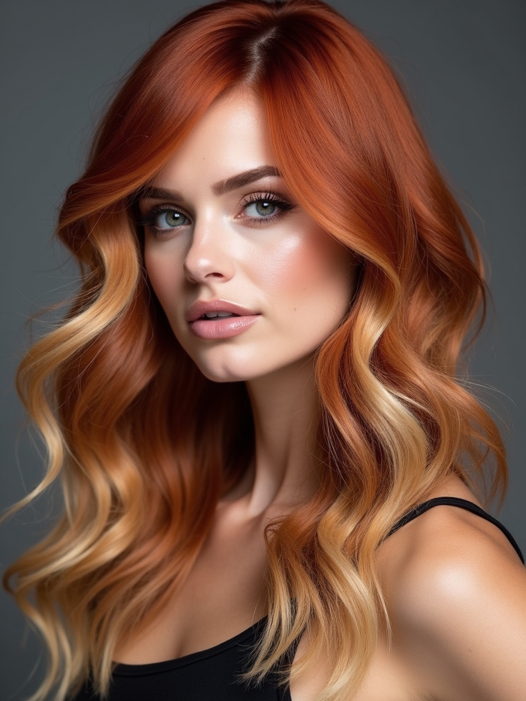 red hair with blonde highlights