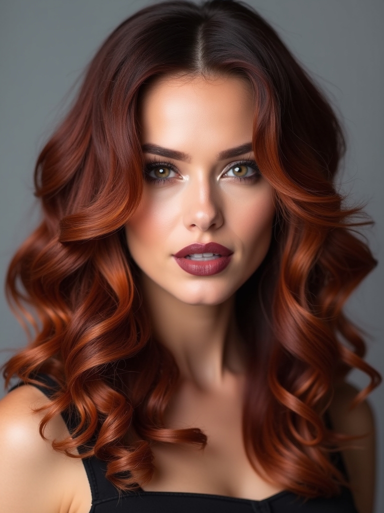 rich mahogany curly highlights