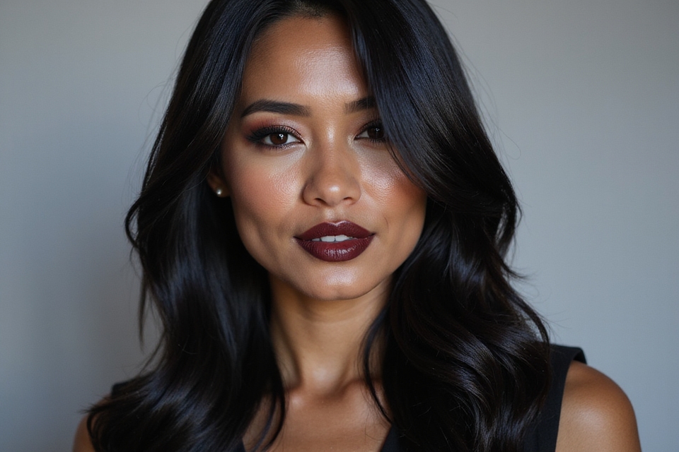 shiny elegant long black hair