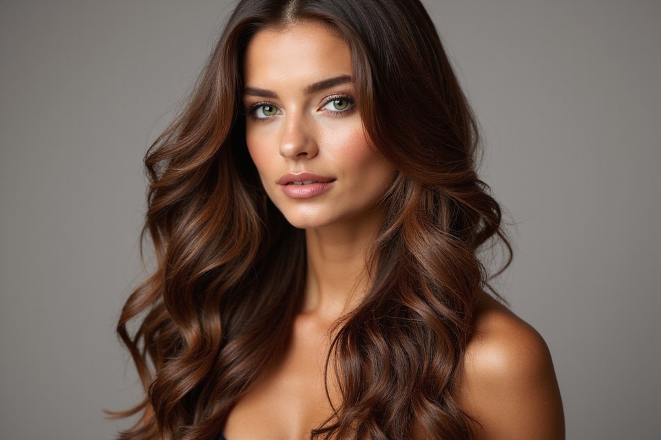 shiny elegant long brown hair