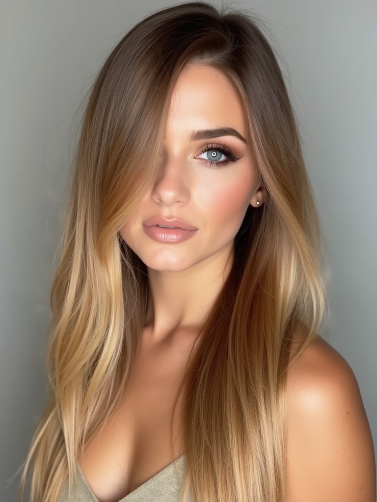 sleek honey blonde hairstyle