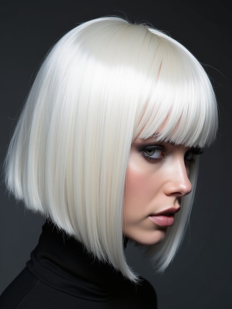 sleek platinum bob hairstyle