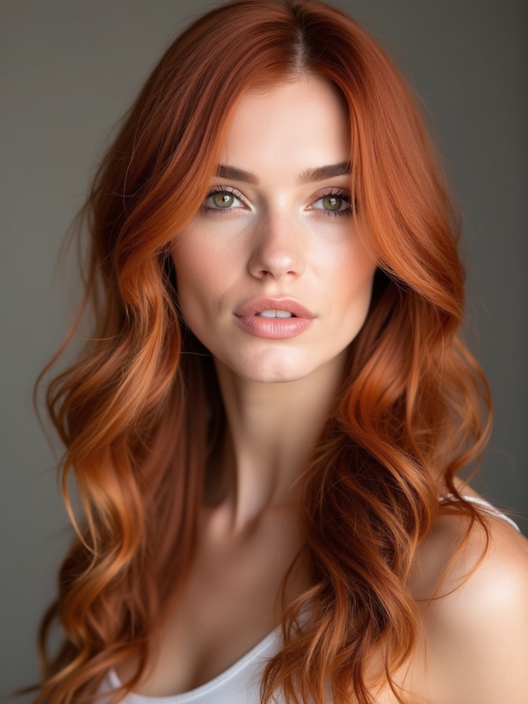 subtle blonde highlights enhance red