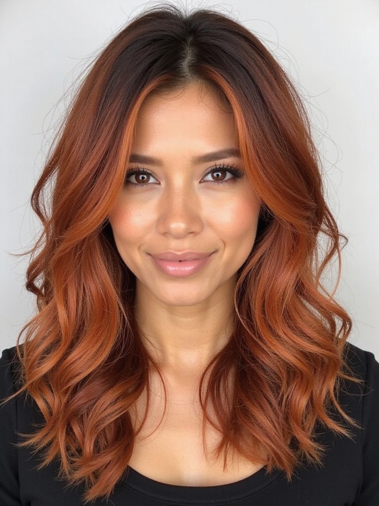 textured copper hair waves