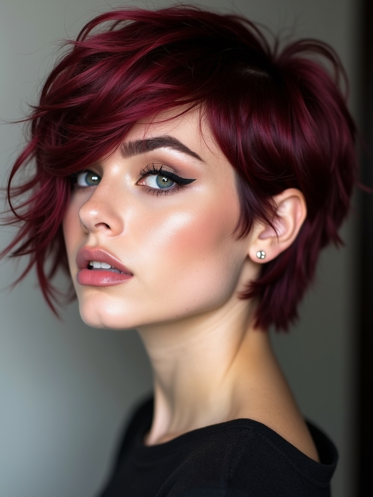 vibrant cherry red pixie