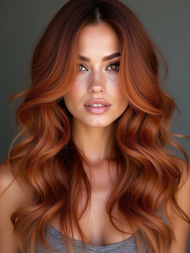 vibrant copper hair highlights