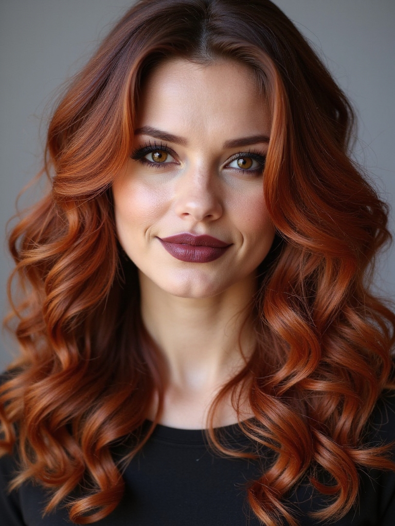 vibrant deep auburn curls