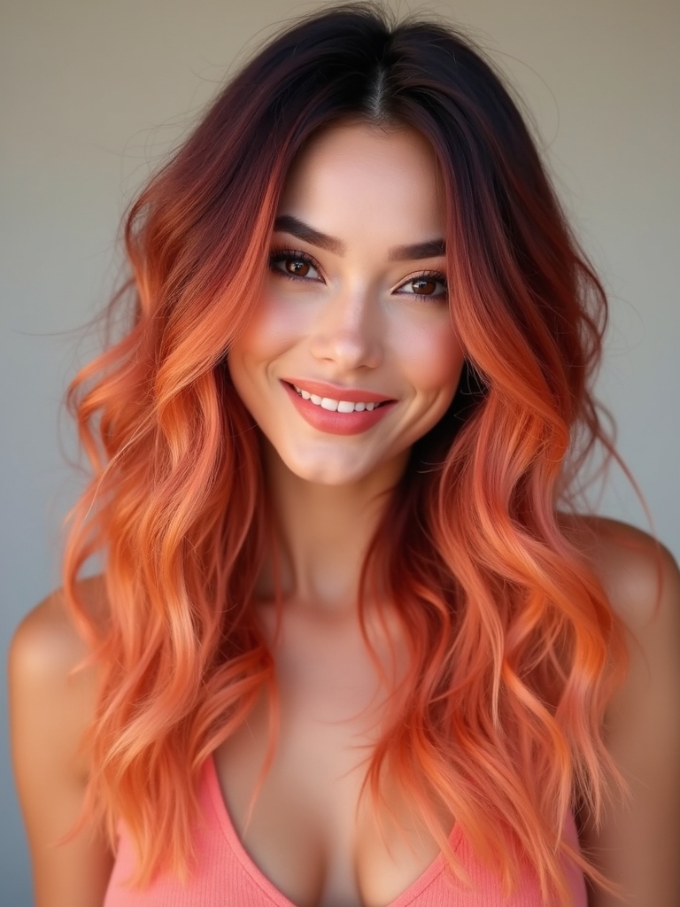 vibrant summer ombre hairstyle