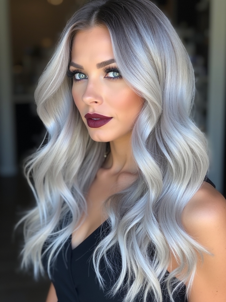 voluminous shimmering silver waves