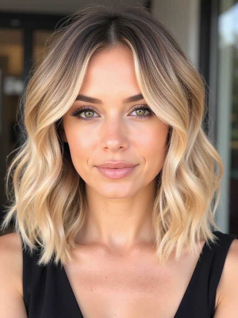 warm honey blonde bob
