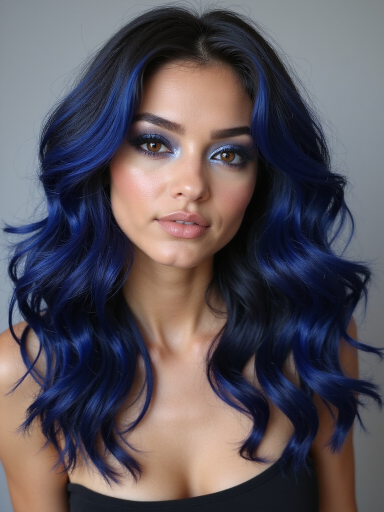 bold blue black hair fusion