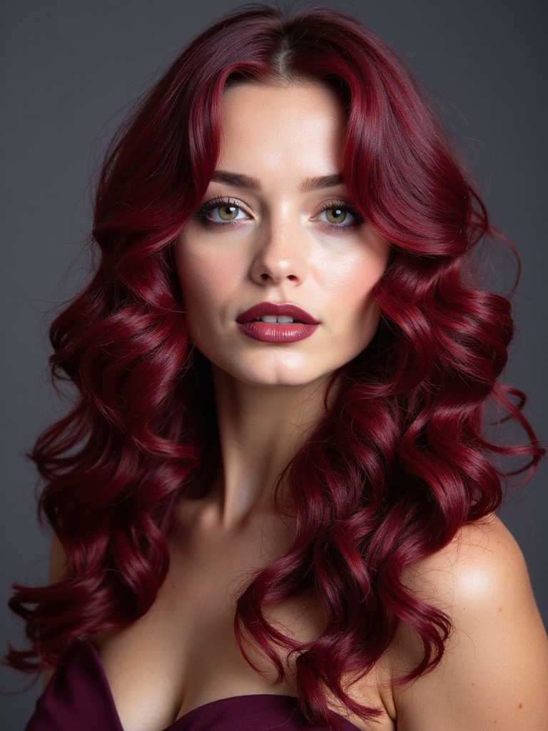 bold crimson curls shine