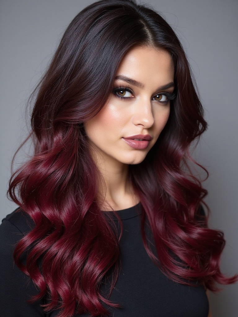 burgundy balayage elegant sophistication