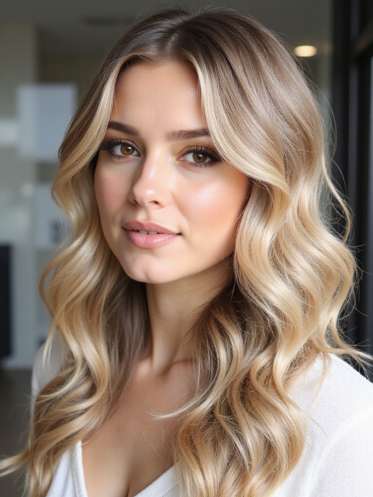 champagne blond shiny curls