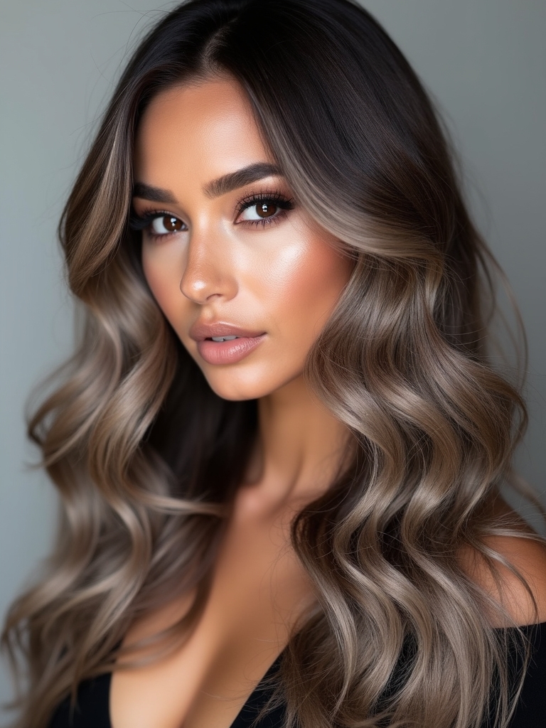cool toned ash brown highlights