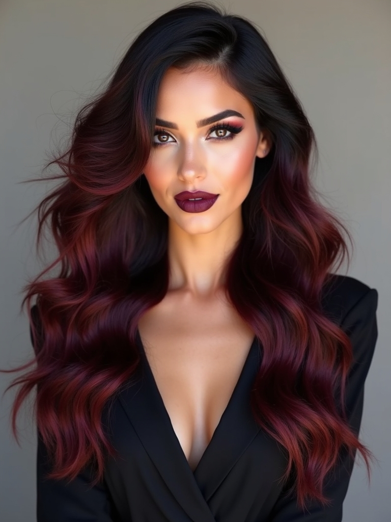 dramatic dark cherry lowlights