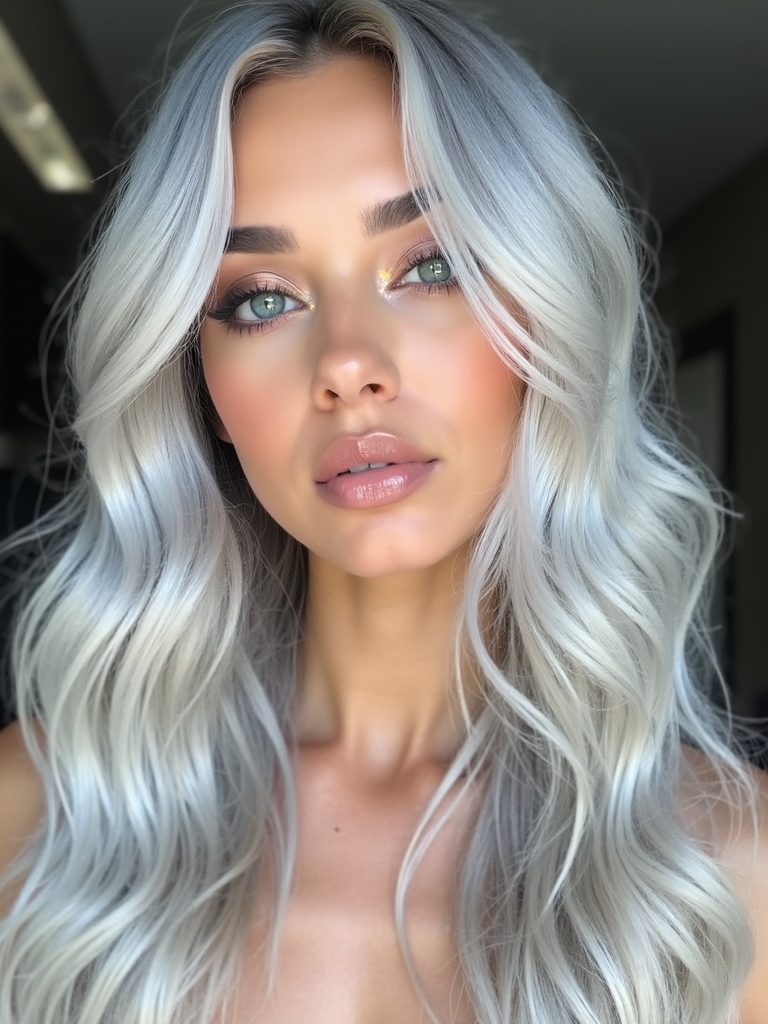 elegantly luminous silver hair