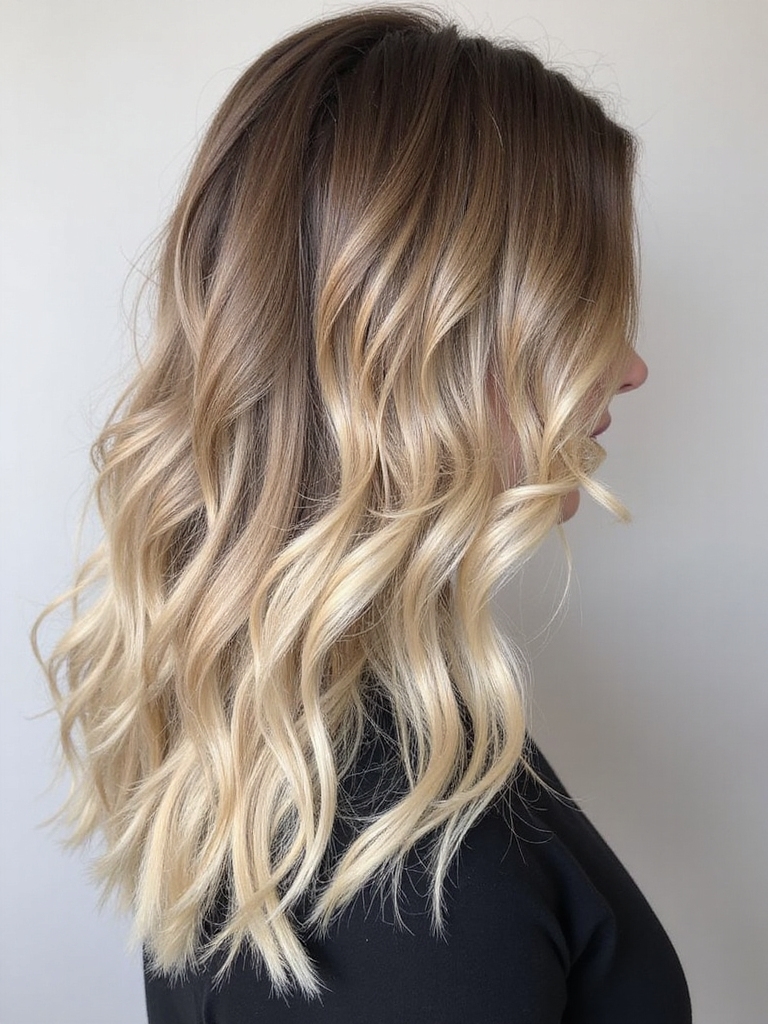 mocha blonde balayage contrast