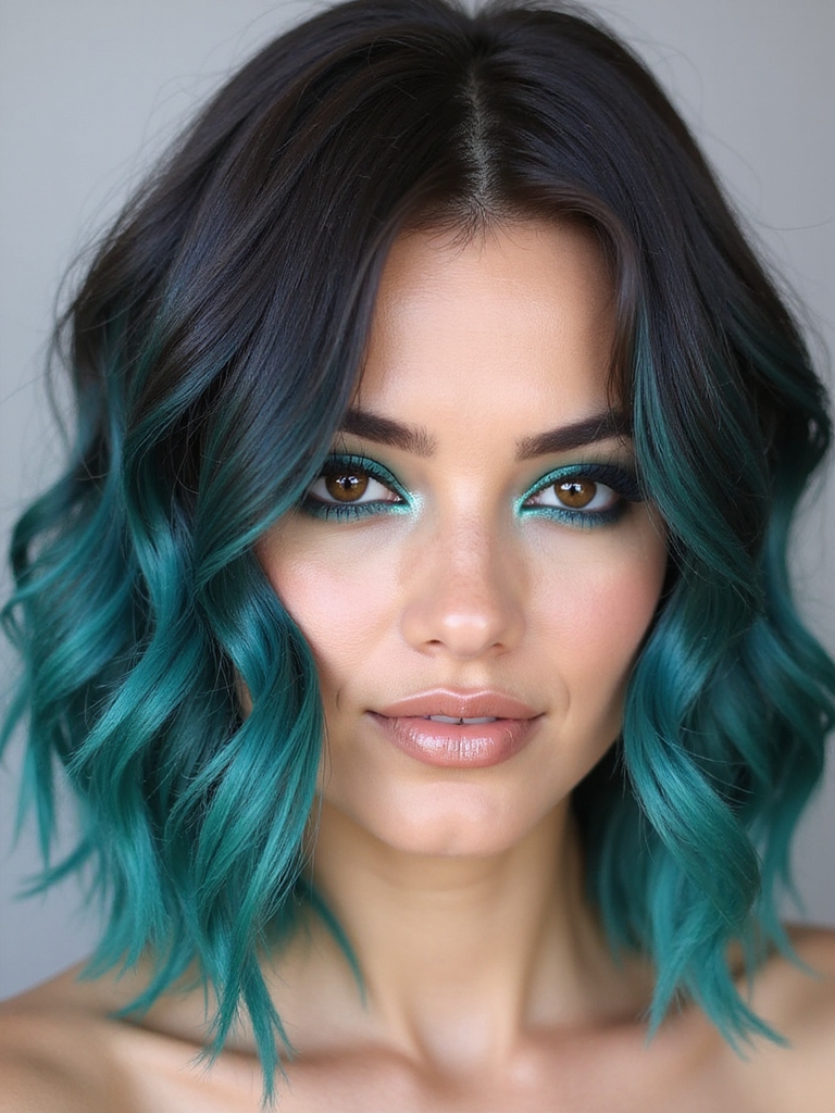 oceanic deep teal balayage