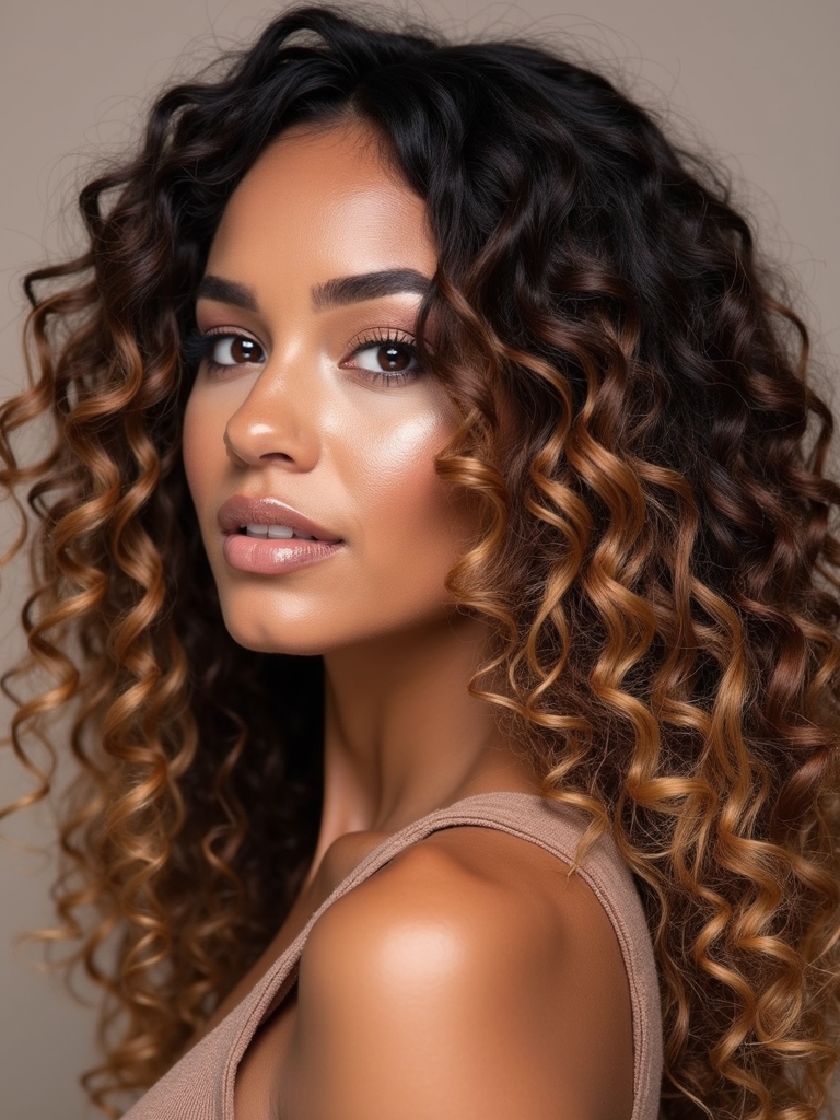 ombre curls with depth