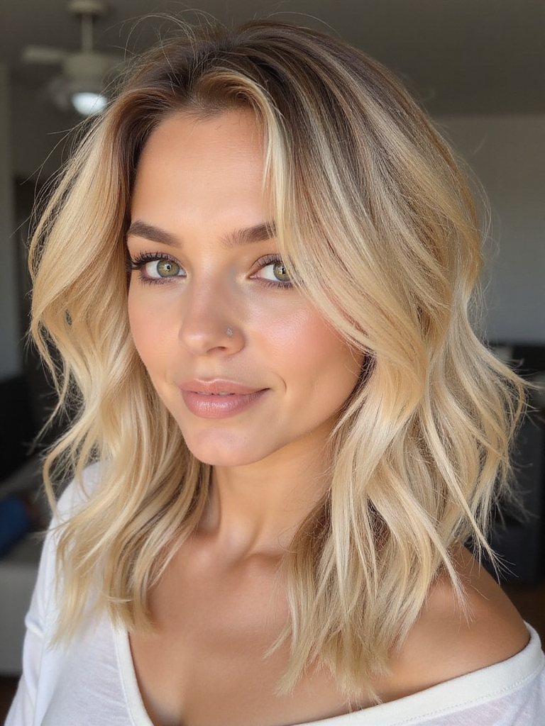 sandy blonde textured waves
